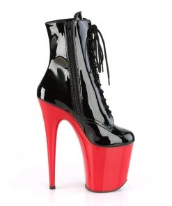 Pleaser Direct Flamingo 1020 Black & Red Patent Ankle Boot Larger Size Shoes