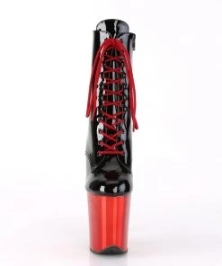 Pleaser Direct Flamingo 1020 Black Patent & Red Chrome Ankle Boot Larger Size Shoes
