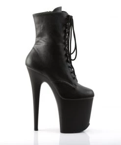 Pleaser Direct Flamingo 1020 Black Matte Vegan Ankle Boot Larger Size Shoes