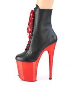 Pleaser Direct Flamingo 1020 Black Matte & Red Chrome Ankle Boots 7 Pleaser Direct Flamingo 1020 Black Matte & Red Chrome Ankle Boots