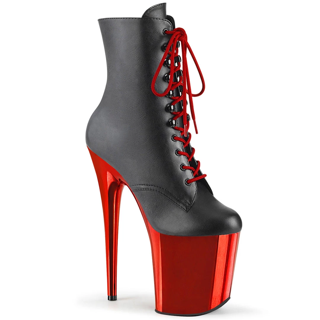Pleaser Direct Flamingo 1020 Black Matte & Red Chrome Ankle Boots 1 Pleaser Direct Flamingo 1020 Black Matte & Red Chrome Ankle Boots