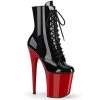 Pleaser Direct Flamingo 1020 Black & Red Patent Ankle Boot Larger Size Shoes