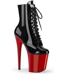 Pleaser Direct Flamingo 1020 Black & Red Patent Ankle Boot Larger Size Shoes