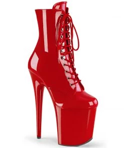 Pleaser Direct Larger Size Shoes Flamingo 1020 Red Patent Vegan Ankle Boot