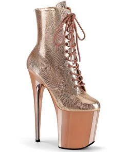 Pleaser Direct Flamingo 1020 Rose Gold Matte Platform Boots Larger Size Shoes