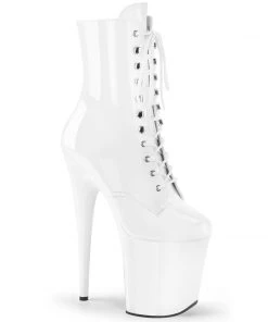 Pleaser Direct Flamingo 1020 White Patent Vegan Ankle Boot