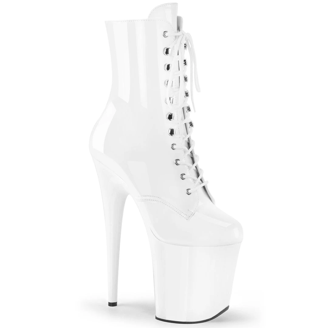 Pleaser Direct Flamingo 1020 White Patent Vegan Ankle Boot 1 Pleaser Direct Flamingo 1020 White Patent Vegan Ankle Boot