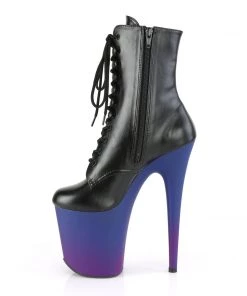 Pleaser Direct Larger Size Shoes Flamingo 1020BP Black Matte & Purple Ombre Ankle Boots