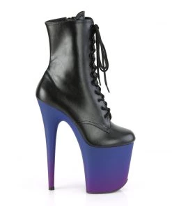 Pleaser Direct Larger Size Shoes Flamingo 1020BP Black Matte & Purple Ombre Ankle Boots