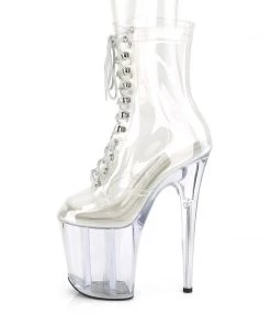 Pleaser Direct Flamingo 1020C Clear Platform Ankle Boots Larger Size Shoes