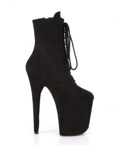 Pleaser Direct Flamingo 1020FS Black Faux Suede Vegan Ankle Boots