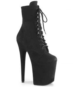 Pleaser Direct Flamingo 1020FS Black Faux Suede Vegan Ankle Boots