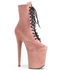 Pleaser Direct Flamingo 1020FS Baby Pink Faux Suede Vegan Ankle Boots
