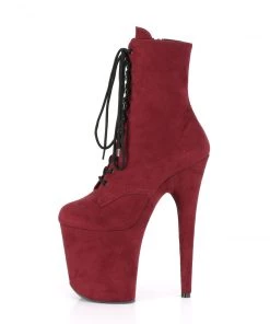 Pleaser Direct Larger Size Shoes Flamingo 1020FS Burgundy Faux Suede Vegan Ankle Boots