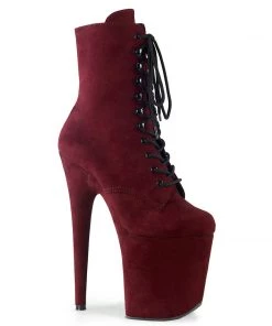 Pleaser Direct Larger Size Shoes Flamingo 1020FS Burgundy Faux Suede Vegan Ankle Boots