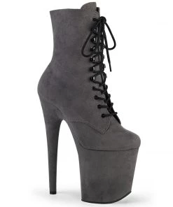 Pleaser Direct Flamingo 1020FS Grey Faux Suede Ankle Boots Larger Size Shoes