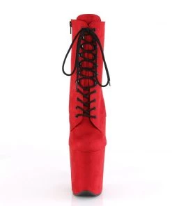 Pleaser Direct Larger Size Shoes Flamingo 1020FS Red Faux Suede Vegan Boots