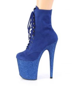 Pleaser Direct Flamingo 1020FSMG Blue Glitter Ankle Boots Larger Size Shoes