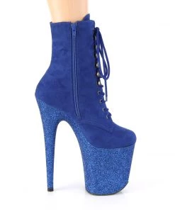 Pleaser Direct Flamingo 1020FSMG Blue Glitter Ankle Boots Larger Size Shoes