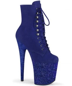 Pleaser Direct Flamingo 1020FSMG Blue Glitter Ankle Boots Larger Size Shoes