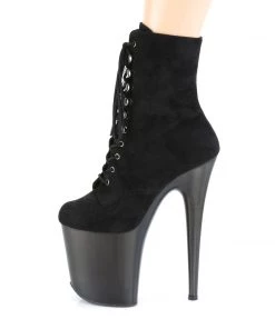 Pleaser Direct Larger Size Shoes Flamingo 1020FST Black Tinted Perspex Ankle Boots