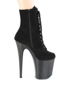 Pleaser Direct Larger Size Shoes Flamingo 1020FST Black Tinted Perspex Ankle Boots