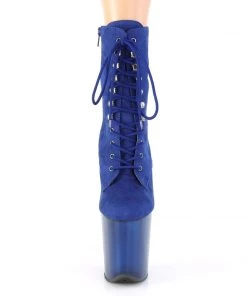 Pleaser Direct Flamingo 1020FST Blue Tinted Perspex Ankle Boots