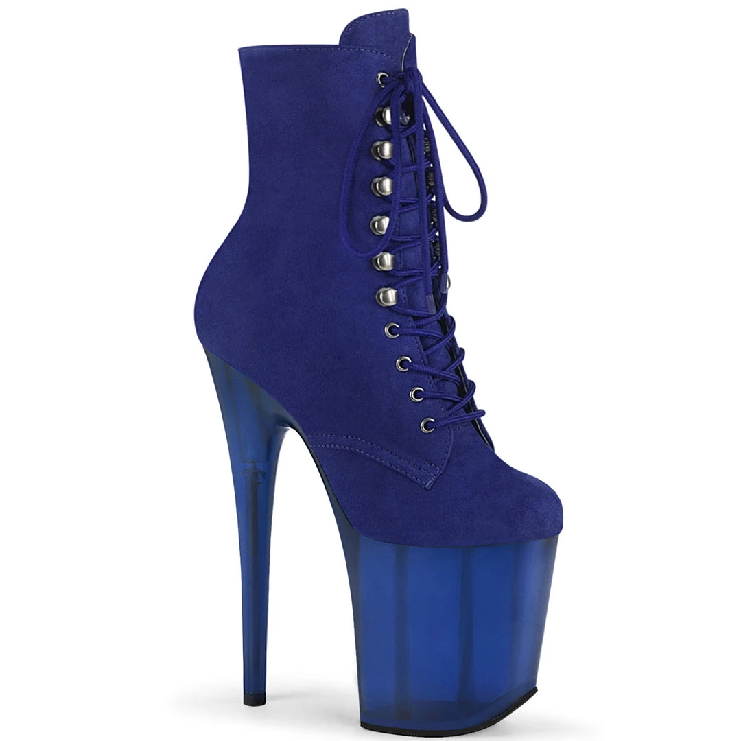 Pleaser Direct Flamingo 1020FST Blue Tinted Perspex Ankle Boots 1 Pleaser Direct Flamingo 1020FST Blue Tinted Perspex Ankle Boots