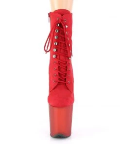 Pleaser Direct Flamingo 1020FST Red Tinted Perspex Ankle Boots Larger Size Shoes