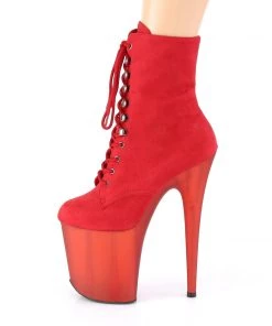 Pleaser Direct Flamingo 1020FST Red Tinted Perspex Ankle Boots Larger Size Shoes