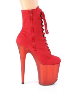 Pleaser Direct Flamingo 1020FST Red Tinted Perspex Ankle Boots Larger Size Shoes