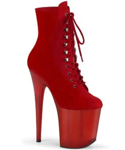Pleaser Direct Flamingo 1020FST Red Tinted Perspex Ankle Boots Larger Size Shoes