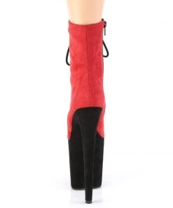 Pleaser Direct Larger Size Shoes Flamingo 1020FSTT Red And Black Faux Suede Ankle Boots