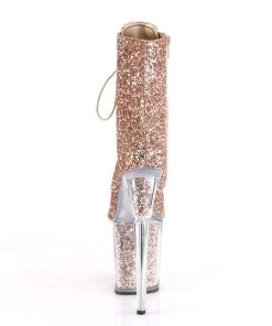 Pleaser Direct Larger Size Shoes Flamingo 1020G Rose Gold Glitter Platform Boots