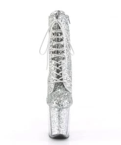 Pleaser Direct Flamingo 1020G Silver Glitter Platform Boots