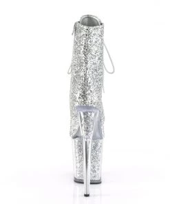 Pleaser Direct Flamingo 1020G Silver Glitter Platform Boots