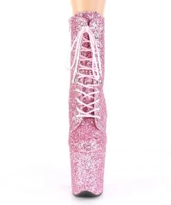 Pleaser Direct Flamingo 1020GWR Baby Pink Glitter Ankle Boots