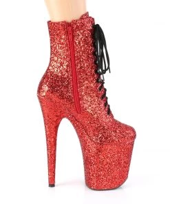 Pleaser Direct Larger Size Shoes Flamingo 1020GWR Red Glitter Ankle Boots