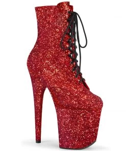 Pleaser Direct Larger Size Shoes Flamingo 1020GWR Red Glitter Ankle Boots