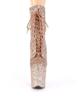 Pleaser Direct Larger Size Shoes Flamingo 1020GWR Rose Gold Glitter Ankle Boots