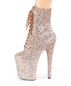 Pleaser Direct Larger Size Shoes Flamingo 1020GWR Rose Gold Glitter Ankle Boots