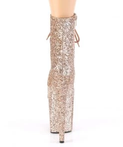 Pleaser Direct Larger Size Shoes Flamingo 1020GWR Rose Gold Glitter Ankle Boots