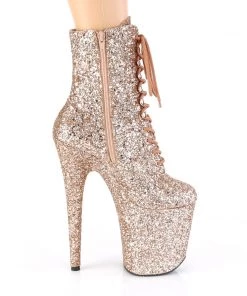 Pleaser Direct Larger Size Shoes Flamingo 1020GWR Rose Gold Glitter Ankle Boots