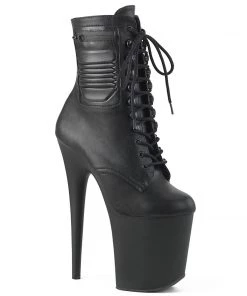 Pleaser Direct Flamingo 1020PK Black Faux Leather Boots Larger Size Shoes