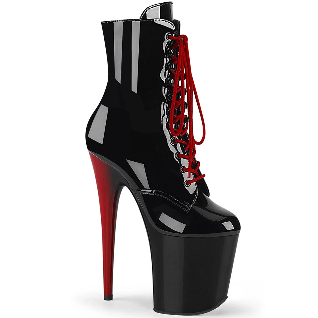 Pleaser Direct Flamingo 1020RH Black Patent & Red Ankle Boots 1 Pleaser Direct Flamingo 1020RH Black Patent & Red Ankle Boots