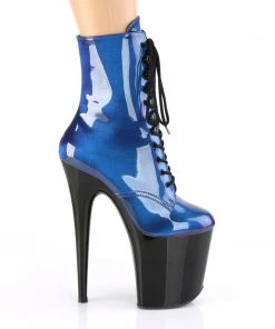 Pleaser Direct Flamingo 1020SHG Blue And Black Platform Boots Larger Size Shoes