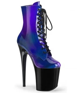 Pleaser Direct Flamingo 1020SHG Blue And Black Platform Boots Larger Size Shoes