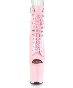 Pleaser Direct Flamingo 1021 Baby Pink Peep Toe Ankle Boots