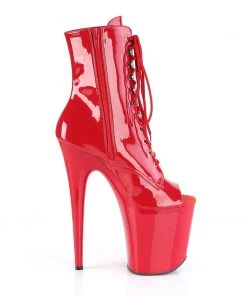 Pleaser Direct Flamingo 1021 Red Patent Peep Toe Ankle Boots Larger Size Shoes