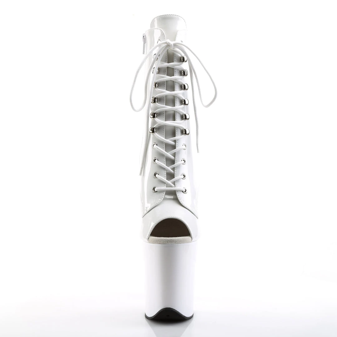 Pleaser Direct Flamingo 1021 White Patent Peep Toe Ankle Boots 2 Pleaser Direct Flamingo 1021 White Patent Peep Toe Ankle Boots